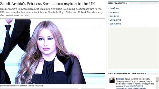Threatened with deportation &#8230; how London's Daily Telegraph website broke the story of Princess Sara.