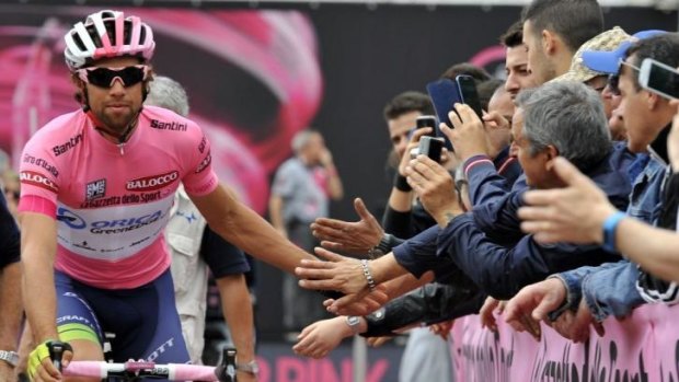 Thinking pink: Michael Matthews leads countryman Cadel Evans by 21 seconds in the overall standings.