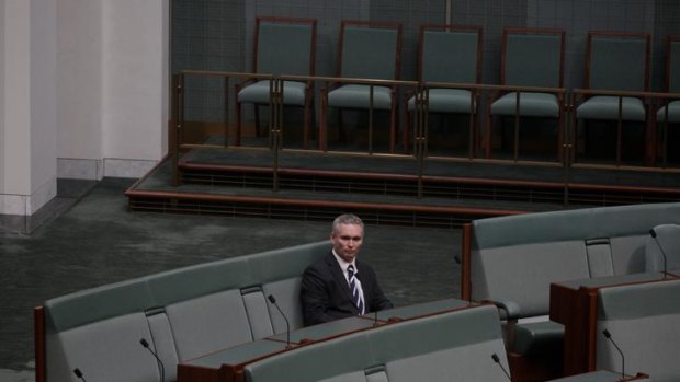 Backbench: Craig Thomson cuts a lonely figure in Parliament yesterday during question time.