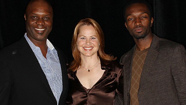 Jamie Hector, right, with Wire actors Robert Wisdom and Deirdre Lovejoy.
