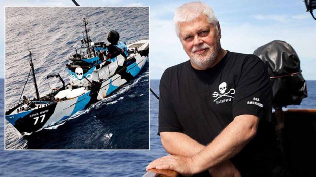 Defiant ... Paul Watson and the ship Steve Irwin. A US court has issued an injunction.