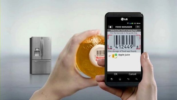 A "food manager" app for an LG fridge on an LG phone.