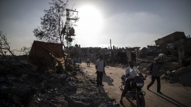 Destroyed housing:  Beit Hanoun in the Gaza Strip.