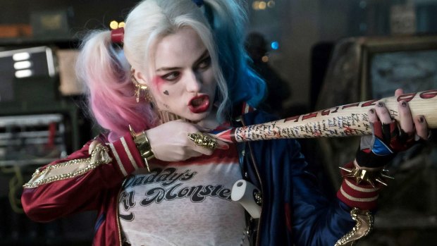 Margot Robbie as the latest incarnation of Harley Quinn in the movie Suicide Squad.
