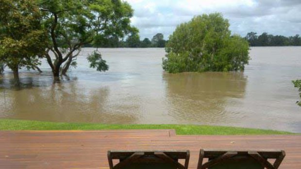 A view of the floods ... the Clarence River at flood levels of about 7.6 metres this afternoon.