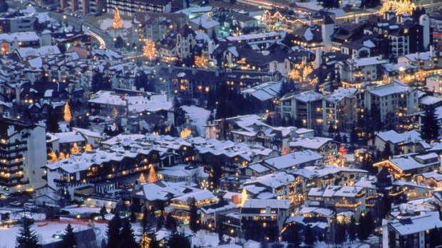 Lit up ... Vail by night.