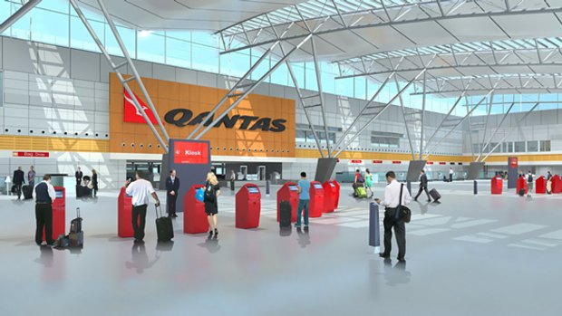 An artist's impression of the planned Qantas check-in terminals.