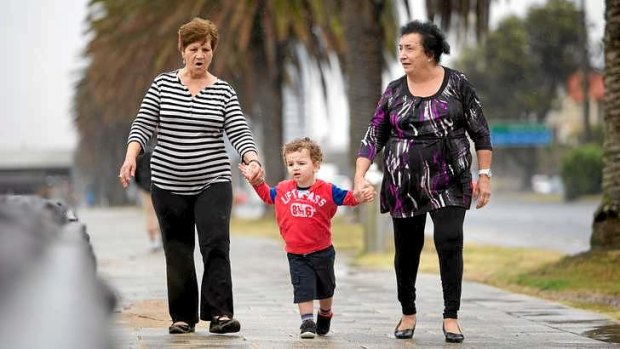 Happy days: Stavroula Liambos (left) and Lourdes Gauchi with their grandson Terry.