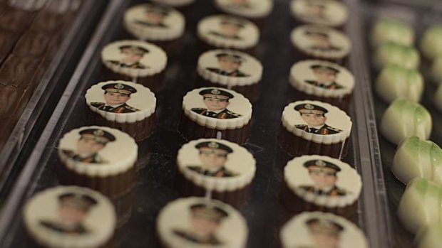 Chocolates decorated with pictures of Egyptian Defence Minister General Abdel-Fattah al-Sisi. 