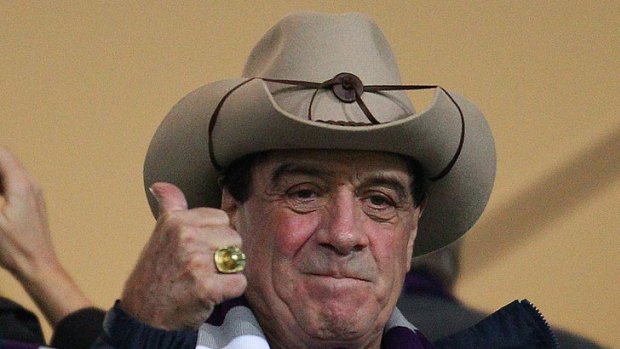 Jetting off ... Molly Meldrum at the football in April.