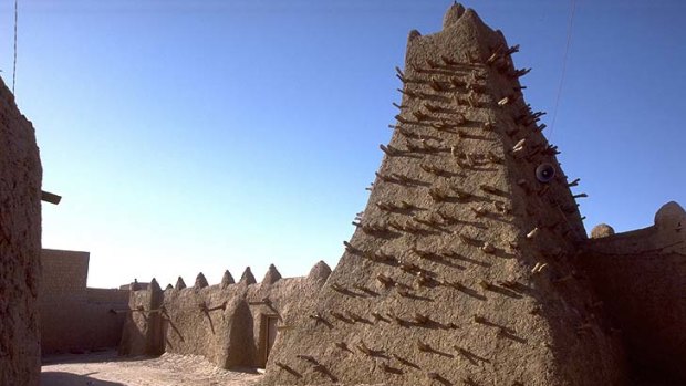 Part of a mosque in Timbuktu, which militants have threatened to destroy.