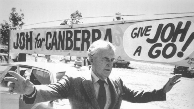 Man of the moment: Joh Bjelke-Petersen soaking up the adulation in Albury in 1987.