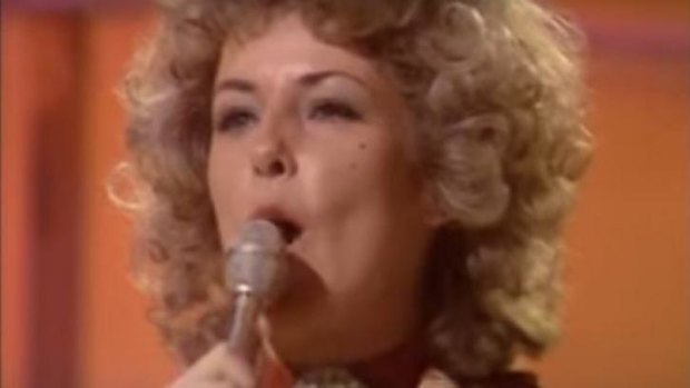 ABBA's Anni-Frid Lyngstad belts out <i>Waterloo</i>, representing Sweden in Eurovision in 1974.