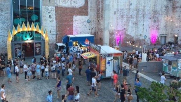 Food trucks outside the Powerhouse as part of the World Food Markets.