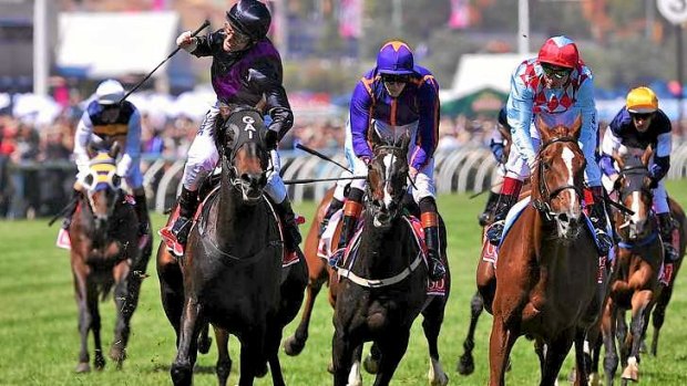 Favourite: Fiorente ridden by Damien Oliver wins the Melbourne Cup.