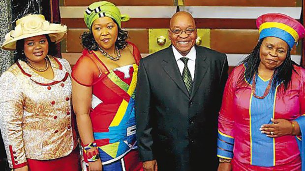 Jacob Zuma and Tobeka Madiba,  flanked by wives Nompumelo Ntuli (left) and Sizakele Khumalo.