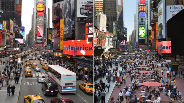 Before and after: New York's Times Square. Photo supplied.