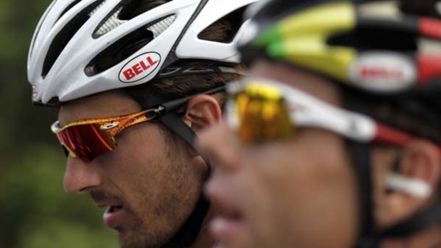 Like-minded ... Switzerland's Fabian Cancellara, left, rides with Cadel Evans in the Tour de France.
