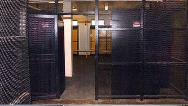 One of the caged areas of the school where the fights may have taken place.