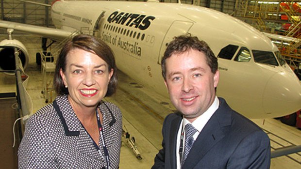 Queensland Premier Anna Bligh and QANTAS CEO Alan Joyce at the Brisbane workshop.