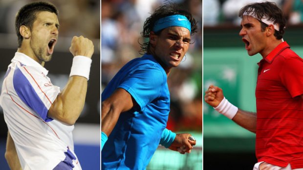Three kings ... six-time Wimbledon champion Roger Federer, defending champ Rafael Nadal and this year’s hottest player, Novak Djokovic, hold all the aces for this year’s tournament.