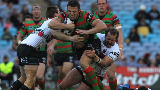 ''Bit rusty'' &#8230; Sam Burgess is taken by Panthers.