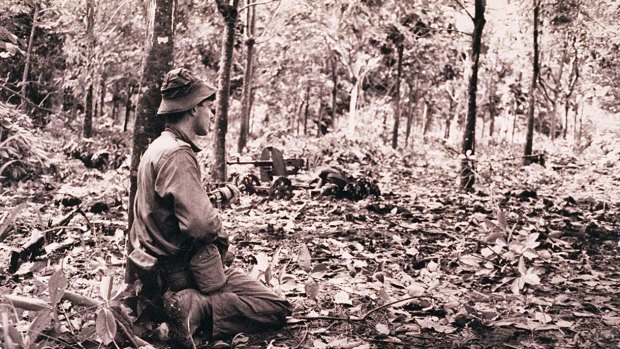 Australian soldiers during the battle of Long Tan in Vietnam.