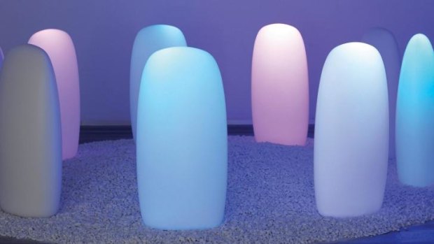 Glowing LED sculptures make up part of Mariko Mori's free exhibition.