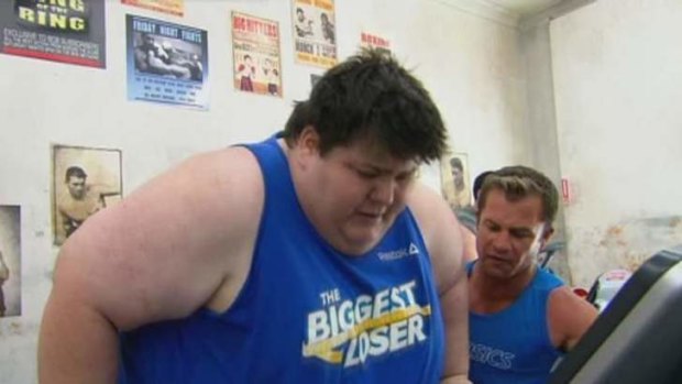 The Biggest Loser contestant Kevin with trainer Shannan.