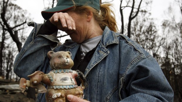 All that remains ... Bev Rice and her beloved teddy bear teapot.