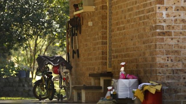 Bikes lean against the wall of the home of William Tyrell's grandmother.