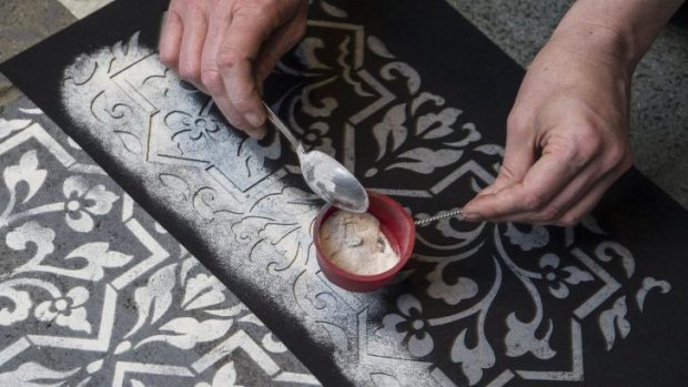 Intricate patterns: The dust in Hannah Bertram's artwork is applied using hand-cut stencils.