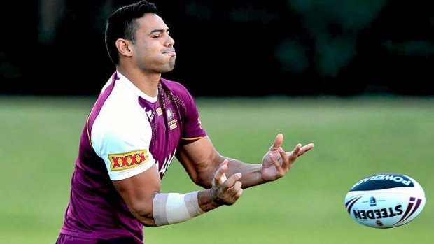 Ben Te'o at Maroons State of Origin training on Wednesday.