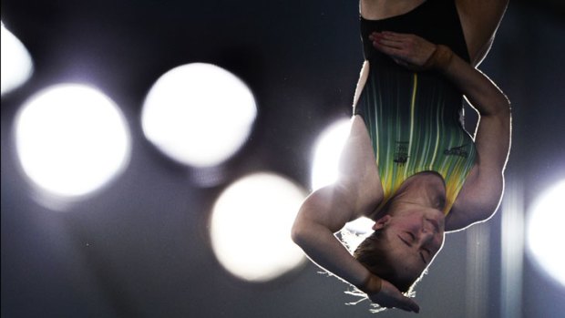 Australia's Brittany Broben competes in the women's 10m platform semi-finals.