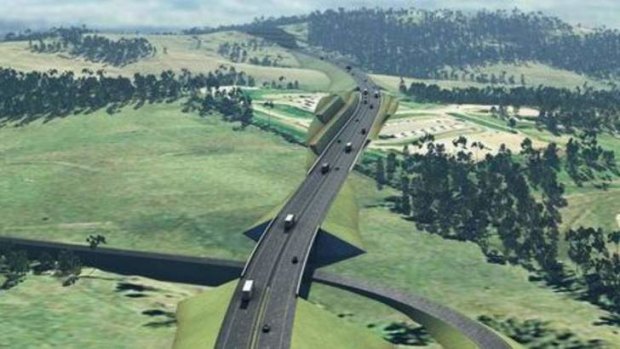 An artist's impression of the Toowoomba Bypass.