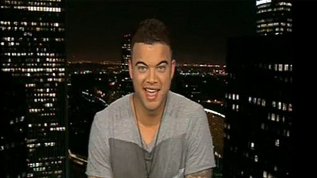 Blown it ... Guy Sebastian makes his embarrassing live slip.