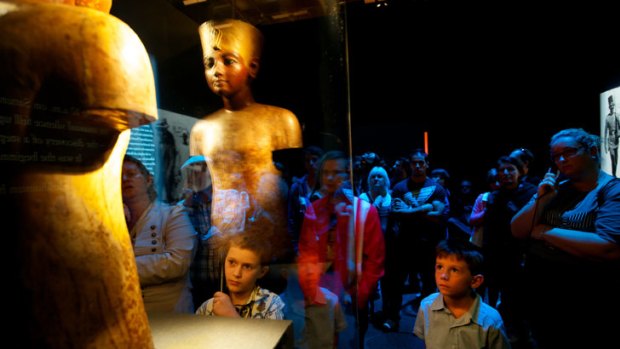 Children among  the huge crowd flocking to Melbourne Museum’s <i>Tutankhamun and the Golden Age of the Pharaohs</i> exhibition are fascinated by Ancient Egypt’s Boy King.