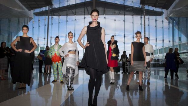 International super model Anneliese Seubert (centre) is the face of Canberra's Fashfest.
