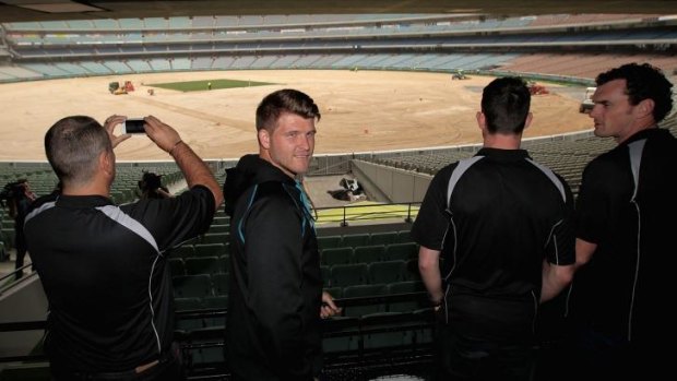 New Zealand players view the MCG, which is in preparation for the 2015 ICC World Cup. 