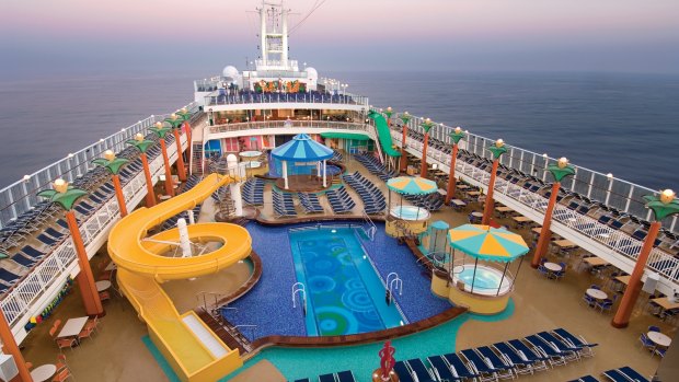 The pool area on the Norwegian Jewel is a riot of colour.