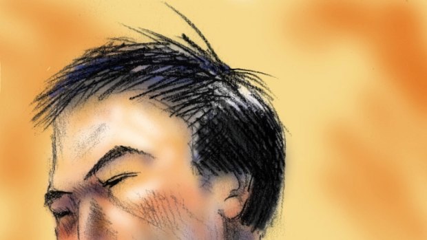 Huan Yun Xiang stabbed the staff member  to the neck and hand. Sketch: Matt Davidson
