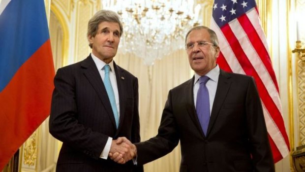 US Secretary of State John Kerry and Russian Foreign Minister Sergei Lavrov in Paris.