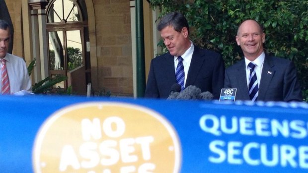 Premier Campbell Newman and Treasurer Tim Nicholls announce the asset lease plan.