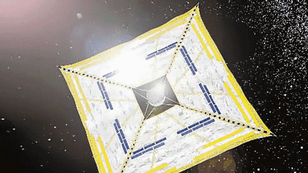 An image released from the Japan Aerospace Exploration Agency on April 27, 2010 shows what the Japanese satellite Ikaros might look like in space.