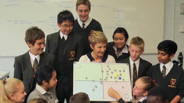 Sue Dineen operates The Four Rooms of Change program with her class at Werribee's MacKillop Catholic Regional College.