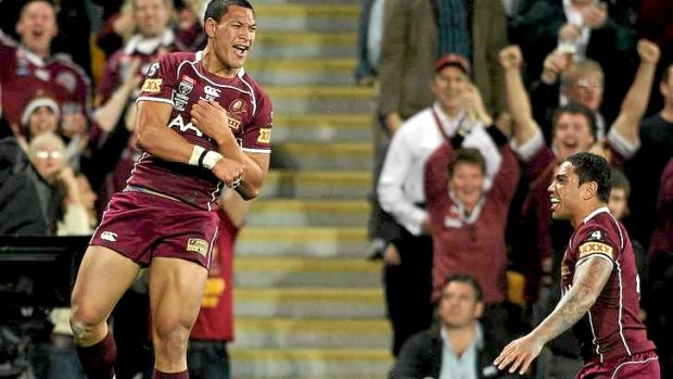 Happy days: Folau in action for Queensland in the 2010 Origin series.
