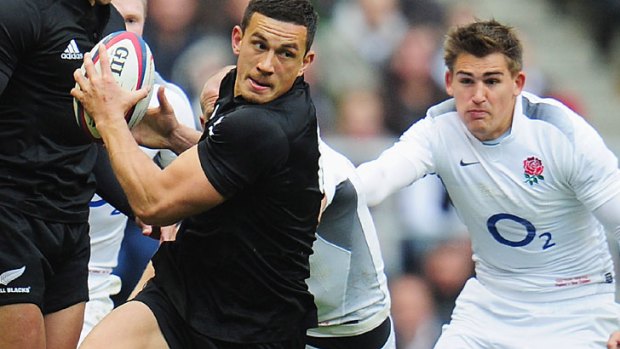 Sonny Bill Williams playing for the All Blacks against England in Twickenham in 2010.