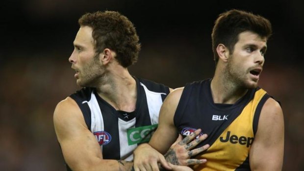 Trent Cotchin was not happy with being worked over by Brent Macaffer.