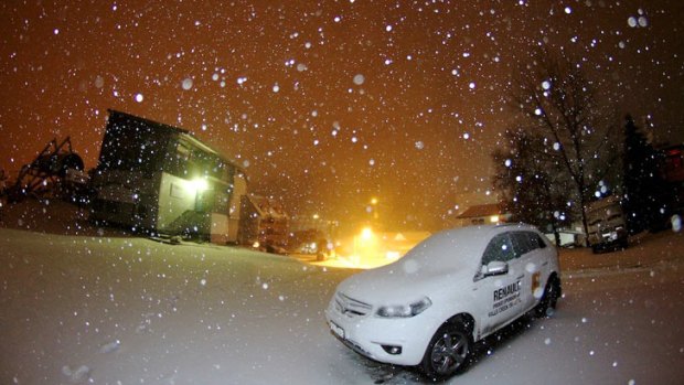 The scene at Falls Creek, where more than 10cm of snow fell overnight.