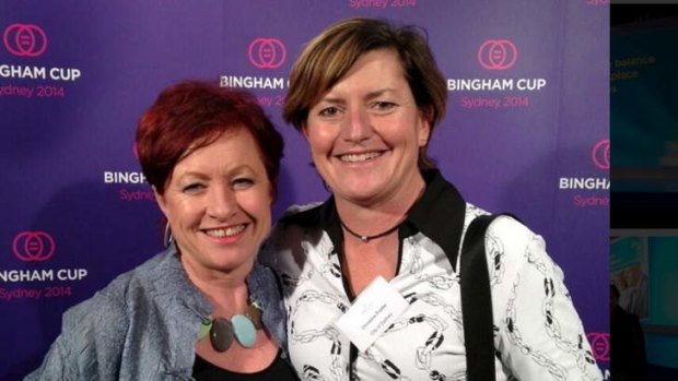 Call for a conscience vote: Christine Forster, Prime Minister Tony Abbott's sister, with her fiancee Virginia Edwards.